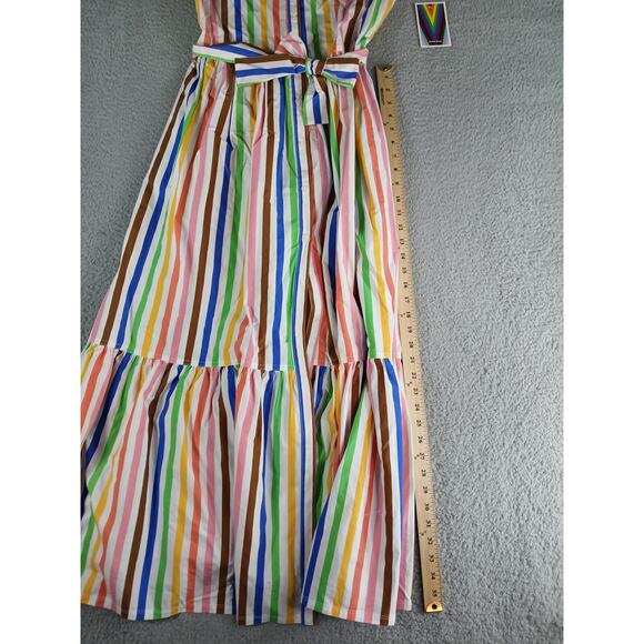 Target Pride Rainbow Dress Womens Size XS Shirt Button Up Belted Maxi Stripe NWT - Picture 5 of 8
